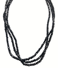 PJC India Black Spinel Necklace Natural Faceted Bead Triple Strand Sterling JTV