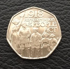 Representation Of The People Act 1918 - 50p Fifty Pence coin 2018 - Free Postage