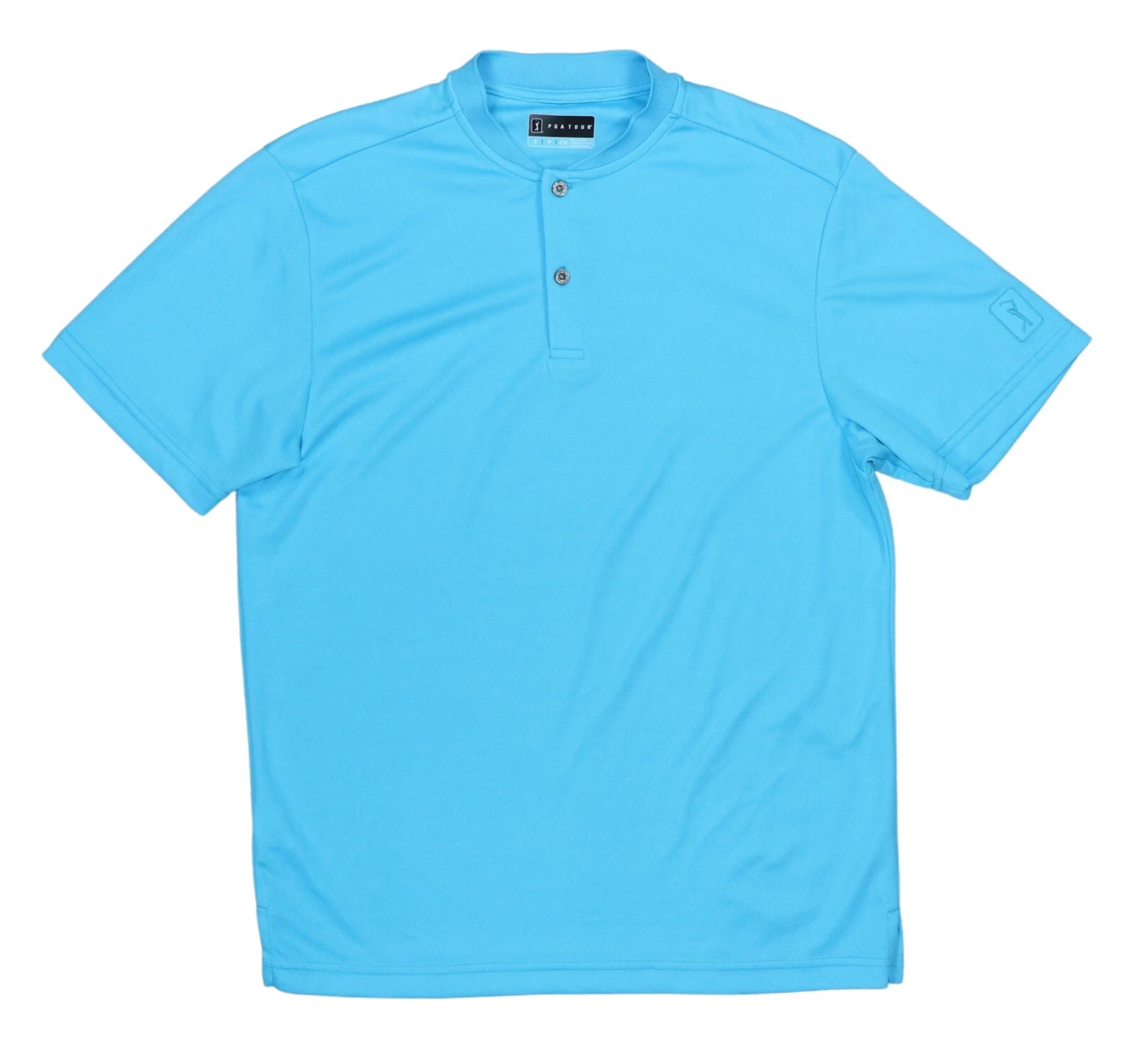 PGA Tour Henley Solid Color Short Sleeve Men's T-Shirt S NWT Blue Blossom