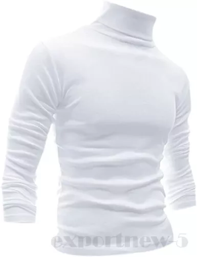 Turtleneck Base T-Shirt For Men Long Sleeves Comfort Fit Lot High Neck Casual - Picture 8 of 15