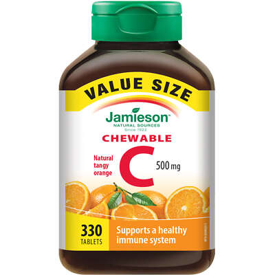 Jamieson Chewable Vitamin C 500mg Tangy Orange Value Pack Natural 330 pcs NEW