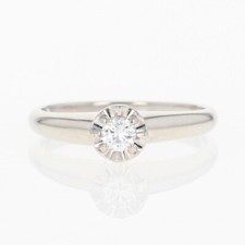 .13ct Round Cut Diamond Solitaire Engagement Ring 14k White Gold Size 6.5