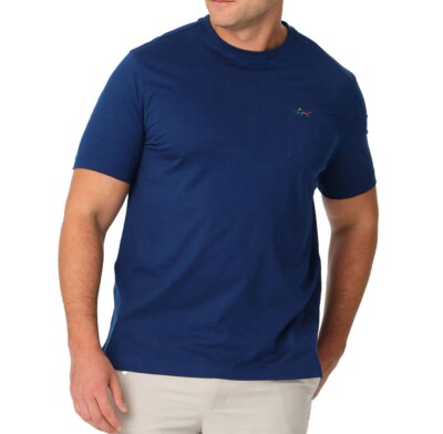 Greg Norman Men's Soft 100% Cotton Short Sleeve Pocket T-Shirt Estate Blue  M