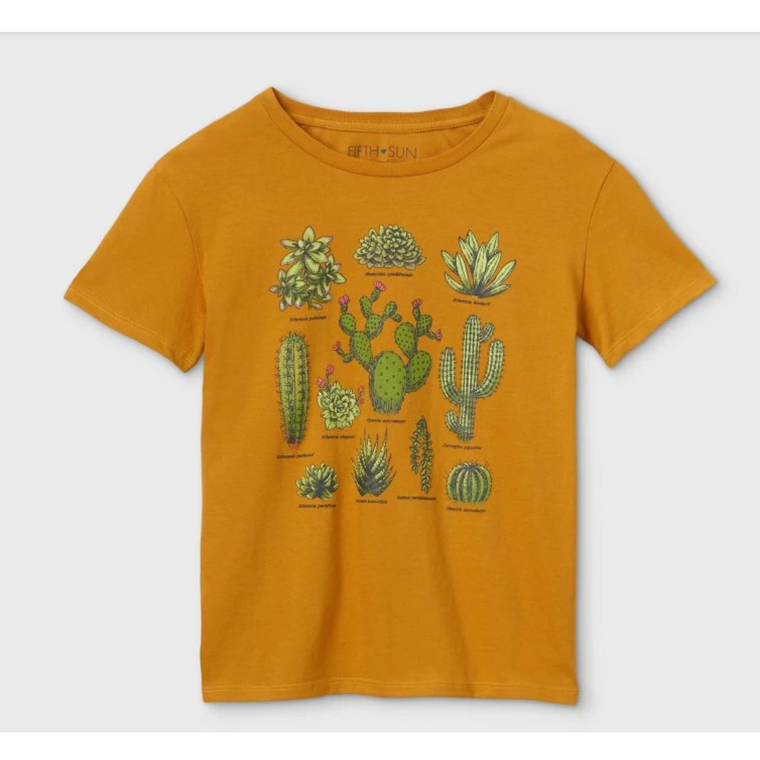 Fifth Sun Mustard Yellow Cactus Succulent T shirt Size M eBay