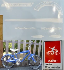 AMF Roadmaster Junior 16" bike decal set fork chain guard tank head badge