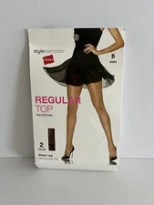 🖤 Hanes Regular Top Pantyhose Reinforced Toe Sheer Leg Size B Nude (2 Pair)