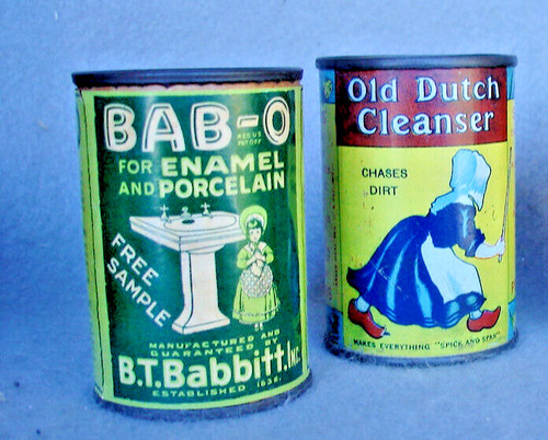 Old Dutch Cleaner  and Bab-o  Advertising Coin Bank Tin