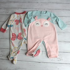 Carter's Baby Girl's Fleece Pajama Sleeper Romper Size 3 Months Lot Sleep Play