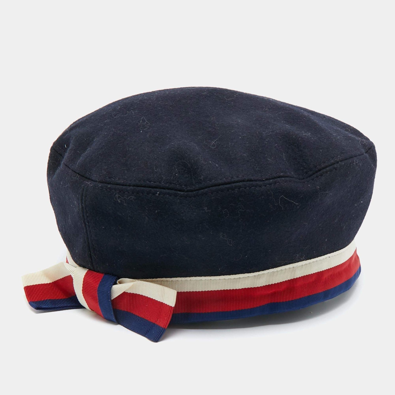 Gucci Blue Wool Bow Trim Beret L thumbnail 2
