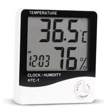 Wellhise HTC-1 Digital Hygrometer Indoor Thermometer Clock/Alarm Humidity