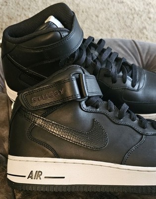Nike Stussy x Air Force 1 Mid 'Black Snakeskin' DJ7840-001 Men's Shoes