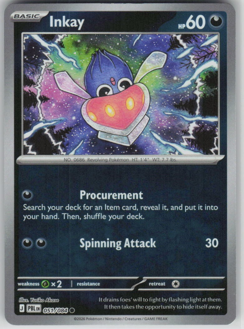 Inkay 051/084 Common Pitch Black Pokemon Reverse Holo Near Mint