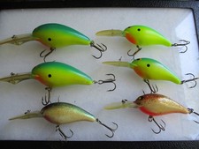 6 Norman  Deep Diving Crankbait Lures -, 3 " & 2 1/2"  Body Length, 1oz. & 5/8oz