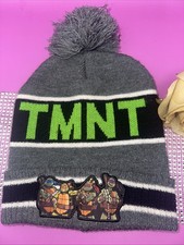 Vintage 1990 Teenage Mutant Ninja Turtles Rafael Beanie Gray Black TMNT Mirage