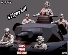 1/35 Resin Figure German WW2 Panzer Tank Crew Five Full Figs Model Kit 33225