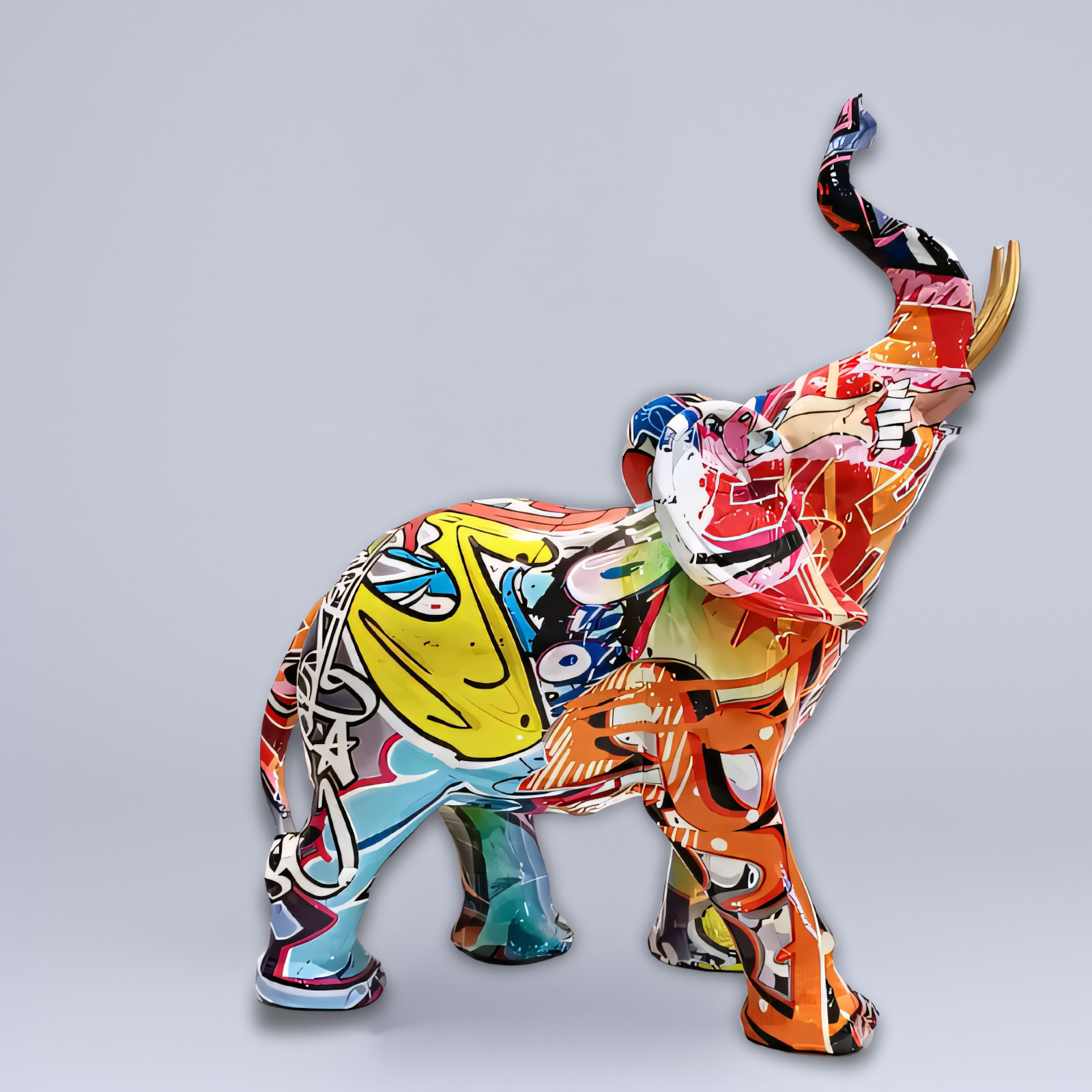 Statue éléphant rouge design moderne 28cm pour décoration de table basse branchée