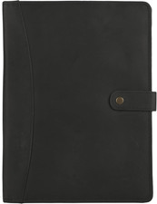 Leather Portfolio Folder with Button Closure Business Padfolio for Professiona