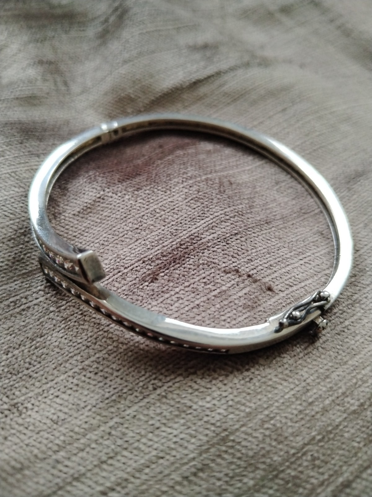 Bj LD 925 Solid Sterling Silver Bangle Bracelet w… - image 3