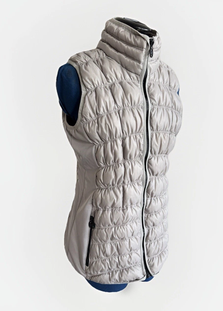 Michael Kors grigio chiaro zip puffer caldo gilet cappotto giacca donna taglia M