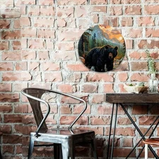 Black Bear Forest Sunset Scene HD Printed Aluminum Wall Art