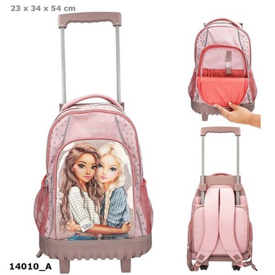 TOPModel Schulrucksack Trolley DOTS Mädchen Rucksack mit Rollen Schule