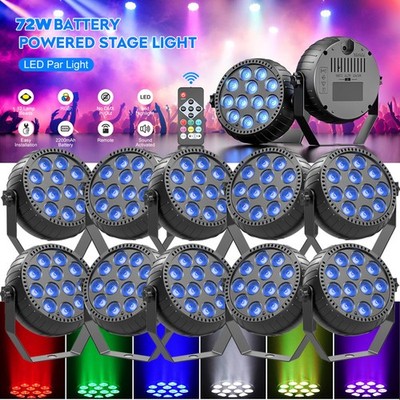 12 LED RGB Stage Lighting PAR Light DMX Beam Party DJ Disco Lights with Battery