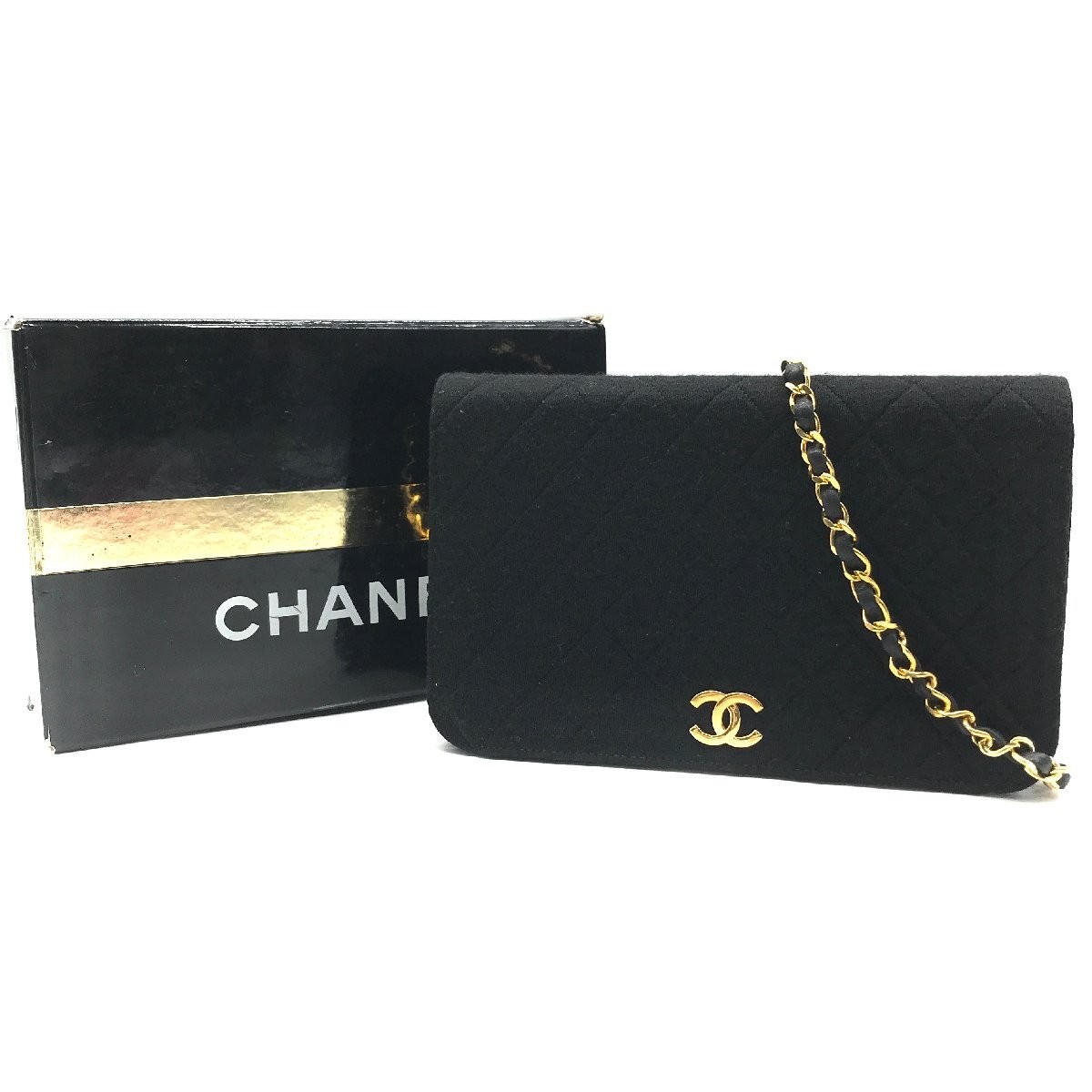 CHANEL Coco Mark Matelass Cotton Jersey Flap Bag with Push Lock Chain Strap