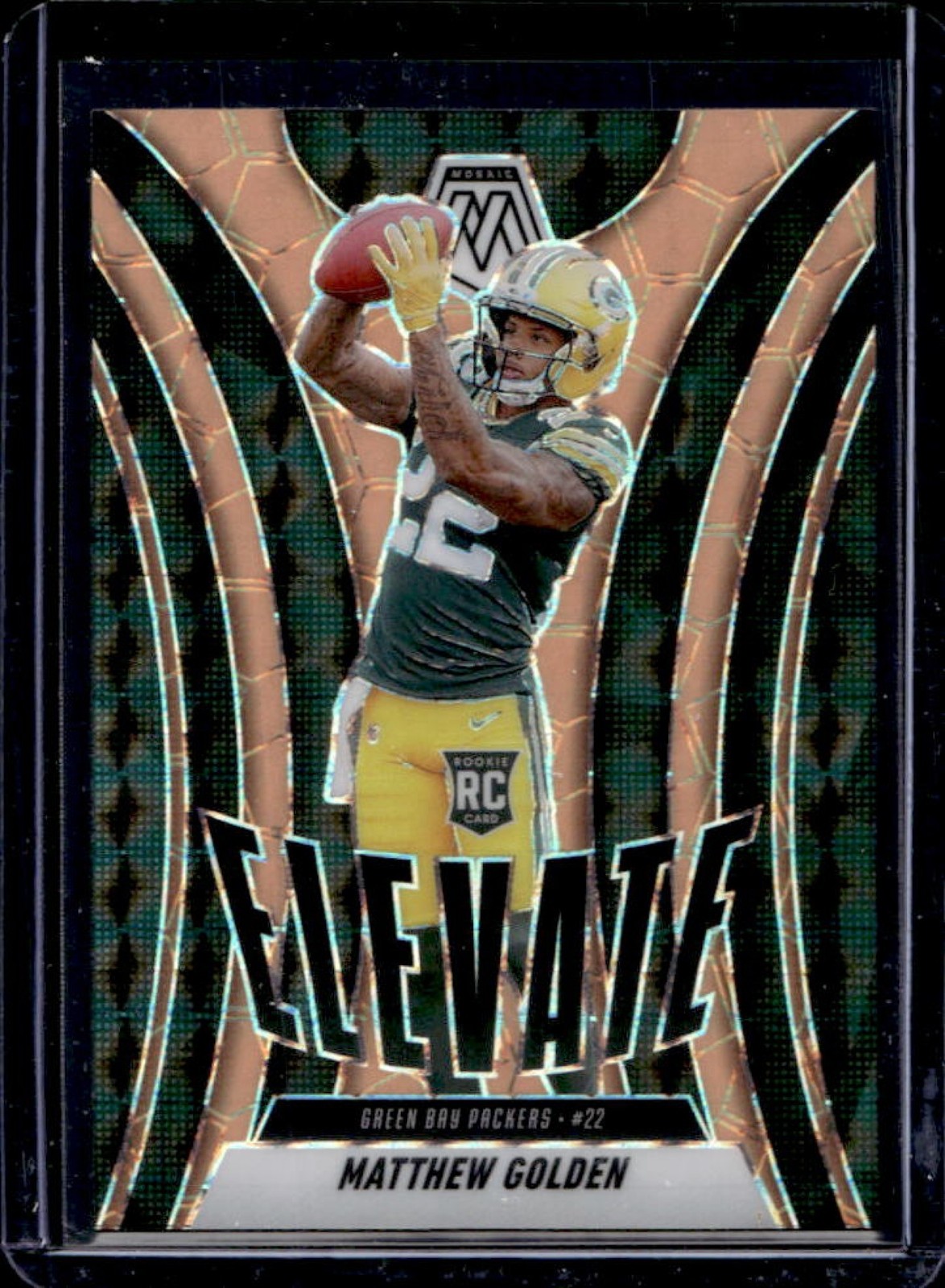 2025 Mosaic Matthew Golden Elevate RC Orange Fluorescent Prizm #3 Packers