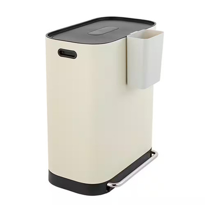 Beni Kitchen Trash/Recycling 16 Gal. Almond Double-Bucket Step-Open Trash Can