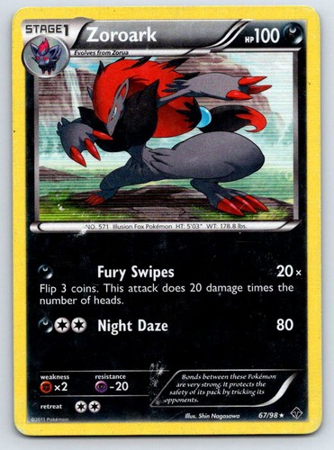 Zoroark 67/98 Holo Rare Emerging Powers Pokemon Moderately Played