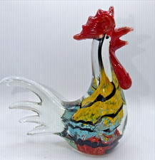 Rooster Multi Color Blown Art Glass Figurine Murano Style NWT New 8  High
