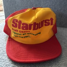 Vintage Starburst Fruit Chews Mars Nylon Orange Snapback Hat Cap Candy Promo