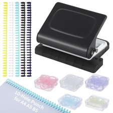 10-Hole Binder Machine Kit, Manual Binding System with 10 Pcs Loose Leaf Bind...