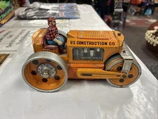 Vintage Yonezawa Tin Toy Truck Road Roller US Construction Co R-17051 Works