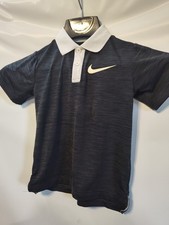 Nike Youth Polo Shirt Black with White Collar Size 6