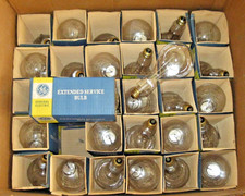 30 NEW VINTAGE GE CLEAR LIGHT BULBS 300w PS30 USA UTILITY EXTENDED SERVICE RARE