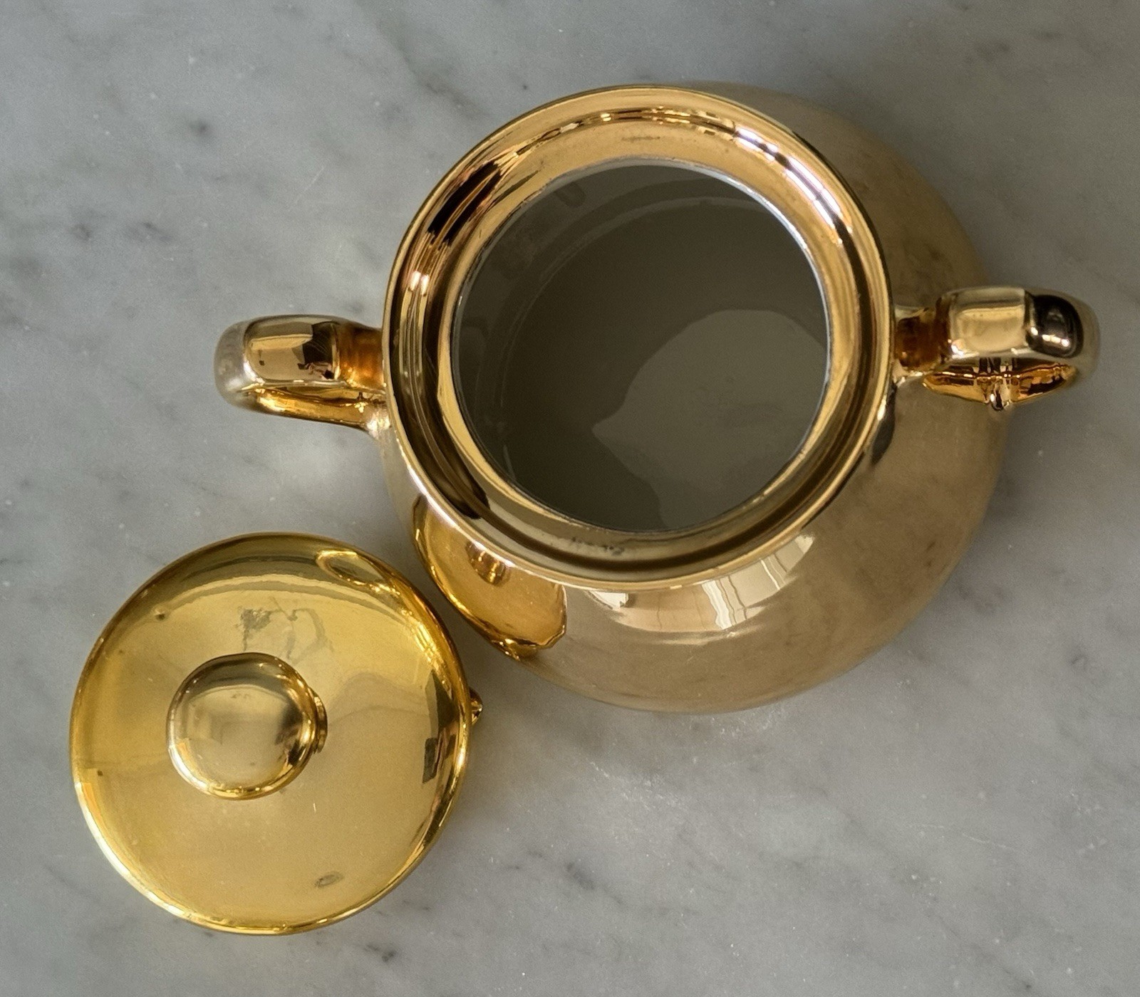 Vintage Collectible Hall China "Golden Glo" 22-Carat Gold Finish Sugar Bowl