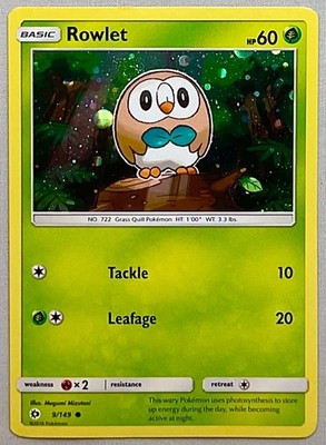 Pokémon Rowlet #9/149 Cosmos Holo - 2016 Premium Collection Promo - NM or Better