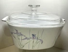 VTG Corning Ware 3 Liter Baking Casserole Dish SHADOW IRIS & Pyrex Lid A-9-C EUC
