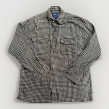 Vtg Catalina Plaid Button Down Shirt Men’s Medium Long Sleeve Gray White