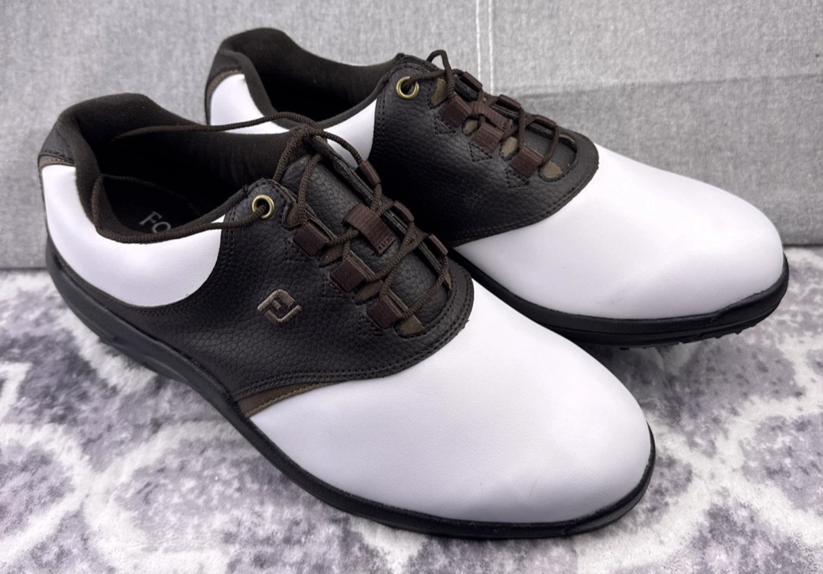 Chaussures De Golf Footjoy Classics Lites Homme – 9.5 D, Marron/vert, Vintage USA