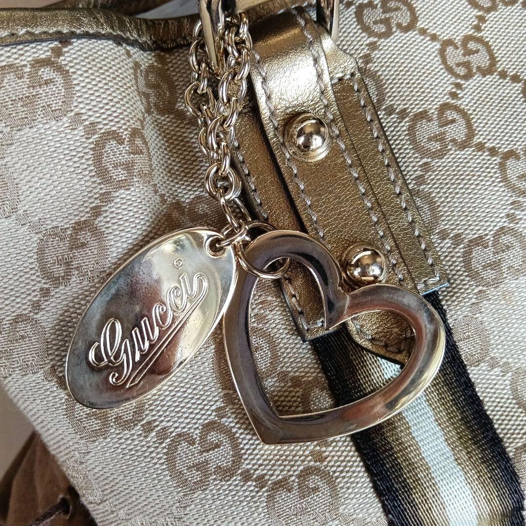GUCCI Mini Tote Bag GG Canvas Vintage Leather Strap Women's Authentic thumbnail 4