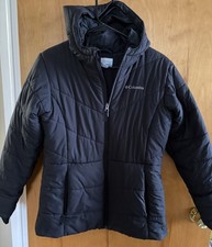 Columbia Youth Girl Size XL 18/20 Hooded Black Full Zip Puffer Winter Jacket