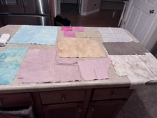 Felted Wool Pastels Recycled Fabric Primitive Applique Rugs LARGE LOT Hand Dyed