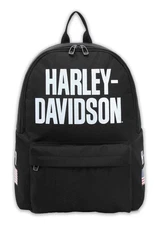 Harley-Davidson Rugged American Flag Graphic Durable Backpack, Black