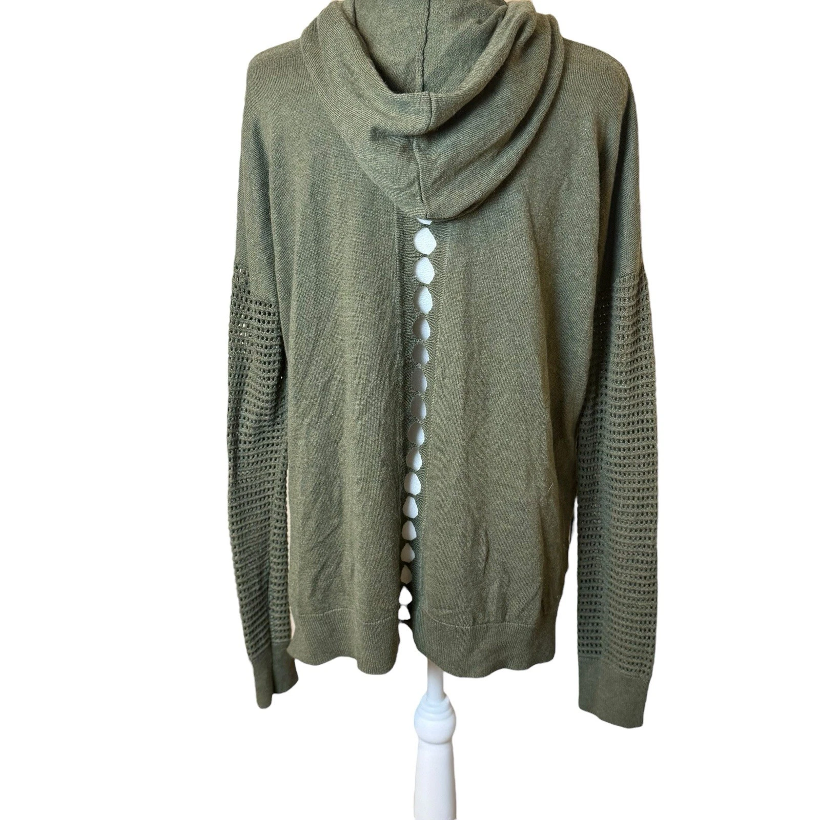 Stitches & Stripes Sweater Beckett Hoodie Olive Green Pullover Thumbholes Small