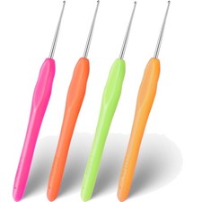H&auml;kelnadeln Set 4 St&uuml;ck Aluminium ergonomisch bunt f&uuml;r Stricken und Basteln