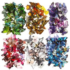 240PCS Butterfly Stickers, PET Waterproof Transparent Colorful Resin Decals Deco