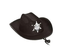 Black Sheriff Cowboy Cowgirl Hat - Costume Accessory - Smaller Size