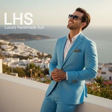 Blue two piece luxury suit for men , models for catwalk, wedding , party